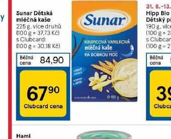 Tesco Sunar dětská mléčná kaše nabídka