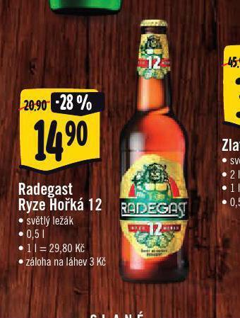 Jip Pivo radegast ryze hořká 12 nabídka
