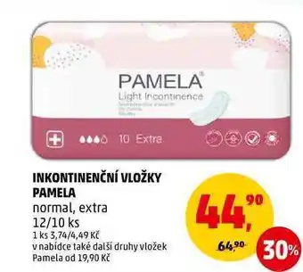 Penny Market Inkontinenční vložky pamela, 12/10 ks nabídka