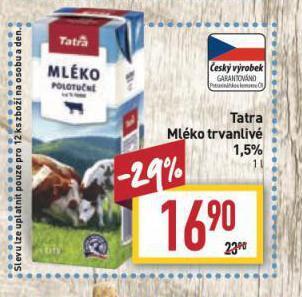 Billa Tatra mléko nabídka