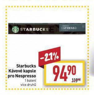 Billa Kávové kapsle starbucks nabídka