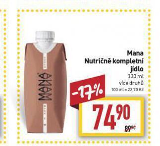 Billa Mana nutričně kompletní jídlo nabídka