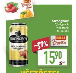 Billa Strongbow cider nabídka