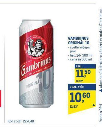 Makro Pivo gambrinus nabídka