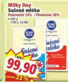 Milky day sušené mléko polotučné 14% / plnotučné 26% • 400 g