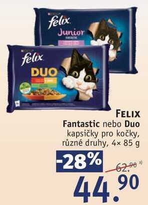 Rossmann Felix fantastic nebo duo kapsičky pro kočky, 4x 85 g nabídka