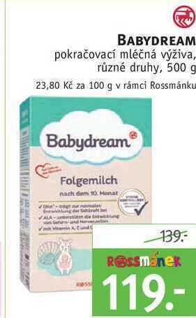 Rossmann Babydream pokračovací mléčná výživa, 500 g nabídka