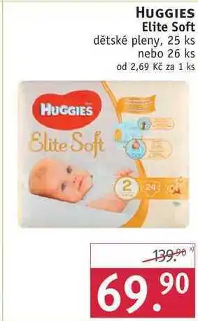 Rossmann Huggies elite soft dětské pleny, 25 ks nebo 26 ks nabídka