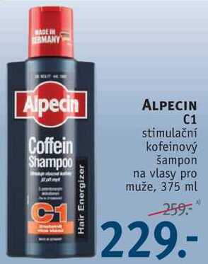 Alpecin c1 stimulační kofeinový šampon na vlasy pro muže, 375 ml