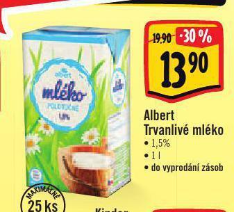 Albert Trvanlivé mléko nabídka
