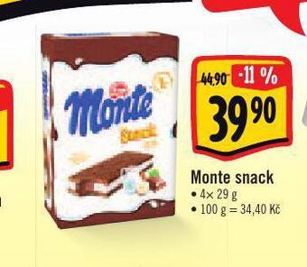 Albert Monte snack nabídka