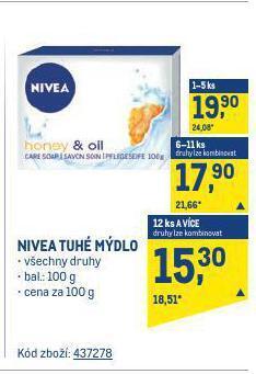 Makro Nivea tuhé mýdlo nabídka