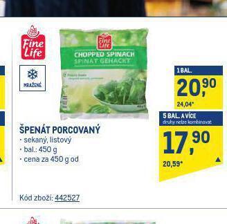 Makro Špenát porcovaný nabídka