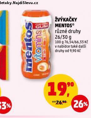 Penny Market Žvýkačky mentos nabídka