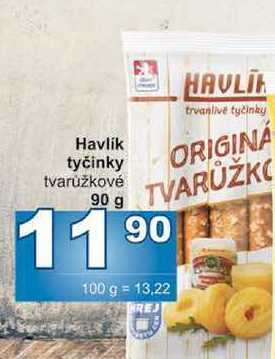 Jip Havlik tyčinky tvarůžkové 90 g nabídka