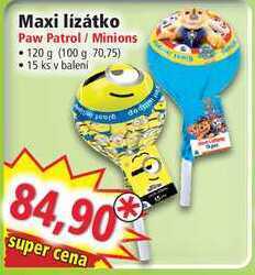 Norma Maxi lízátko paw patrol / minions 120 g nabídka