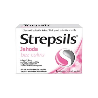 Strepsils jahoda bez cukru 0,6mg/1,2mg pastilka 24