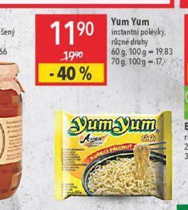 Globus Yumyum instantní nudlová polévka nabídka