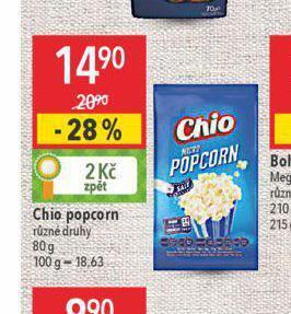 Globus Chio popcorn nabídka