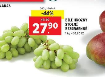 Lidl Bílé hrozny stolní bezsemenné nabídka