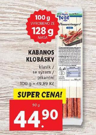 Lidl Kabanos klobásky nabídka