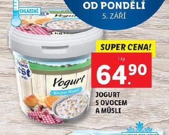 Lidl Jogurt s ovocem a müsli nabídka
