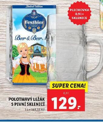 Lidl Polotmavý ležák s pivní sklenicí nabídka