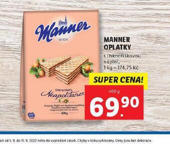 Lidl Manner oplatky nabídka