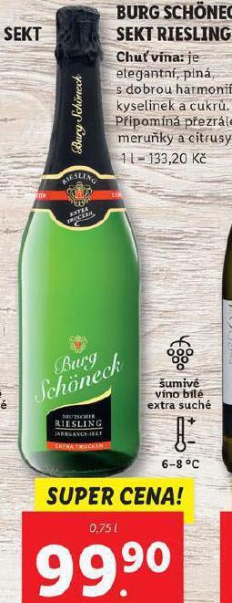 Lidl Burg schöneck sekt riesling nabídka