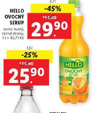 Lidl Hello ovocný sirup nabídka