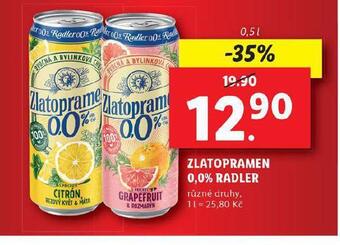 Lidl Zlatopramen radler nabídka