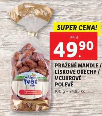 Lidl Pražené mandle / lískové ořechy / v cukrové polevě, 200 g nabídka