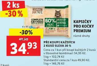 Lidl Kapsičky pro kočky premium, 4x 85 g nabídka
