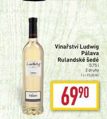 Billa Vinařství ludwig pálava rulandské šedé 0,75l nabídka