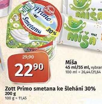 Coop Zott primo smetana ke šlehání 30% 200 g nabídka