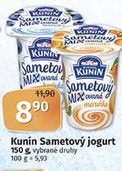 Coop Kunín sametový jogurt 150 g, vybrané druhy nabídka