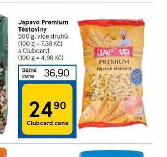 Tesco Japavo premium těstoviny nabídka