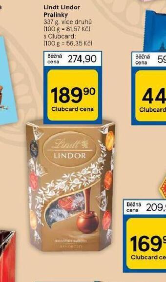Tesco Lindt lindor pralinky nabídka