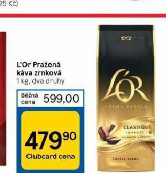 Tesco L´or pražená zrnková káva nabídka