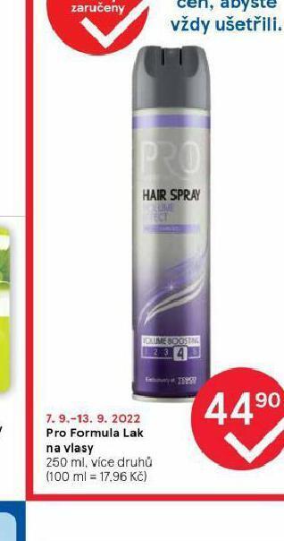 Tesco Pro formula lak na vlasy nabídka
