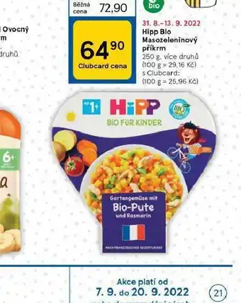 Tesco Hipp bio masozeleninový příkrm nabídka