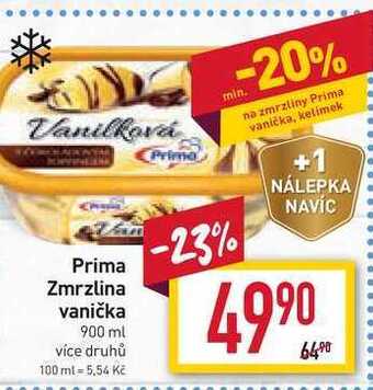 Billa Prima zmrzlina vanička 900 ml nabídka