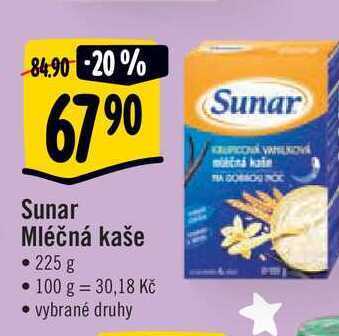 Albert Sunar mléčná kaše • 225 g nabídka