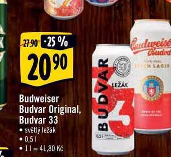 Albert Budweiser budvar original, budvar 33 0,5 l nabídka