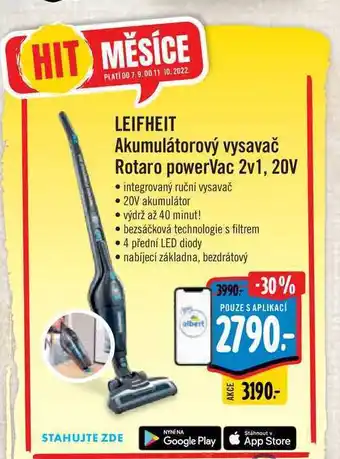 Leifheit akumulátorový vysavač rotaro powervac 2v1, 20v