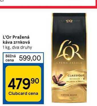 Tesco L'or pražená káva zrnková 1 kg nabídka