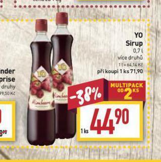 Billa Yo sirup nabídka