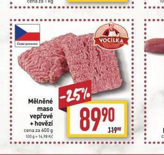 Billa Mělněné maso vepřové + hovězí nabídka