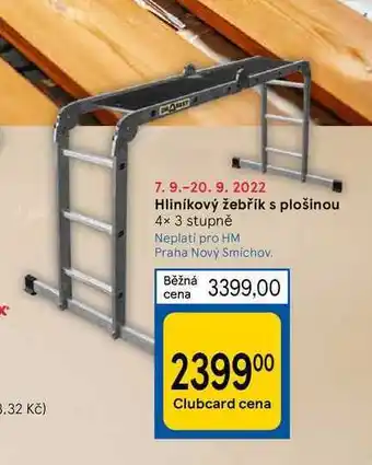 Tesco Hliníkový žebřík s plošinou 4 x 3 stupně nabídka