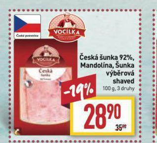 Billa Česká šunka 92% nabídka